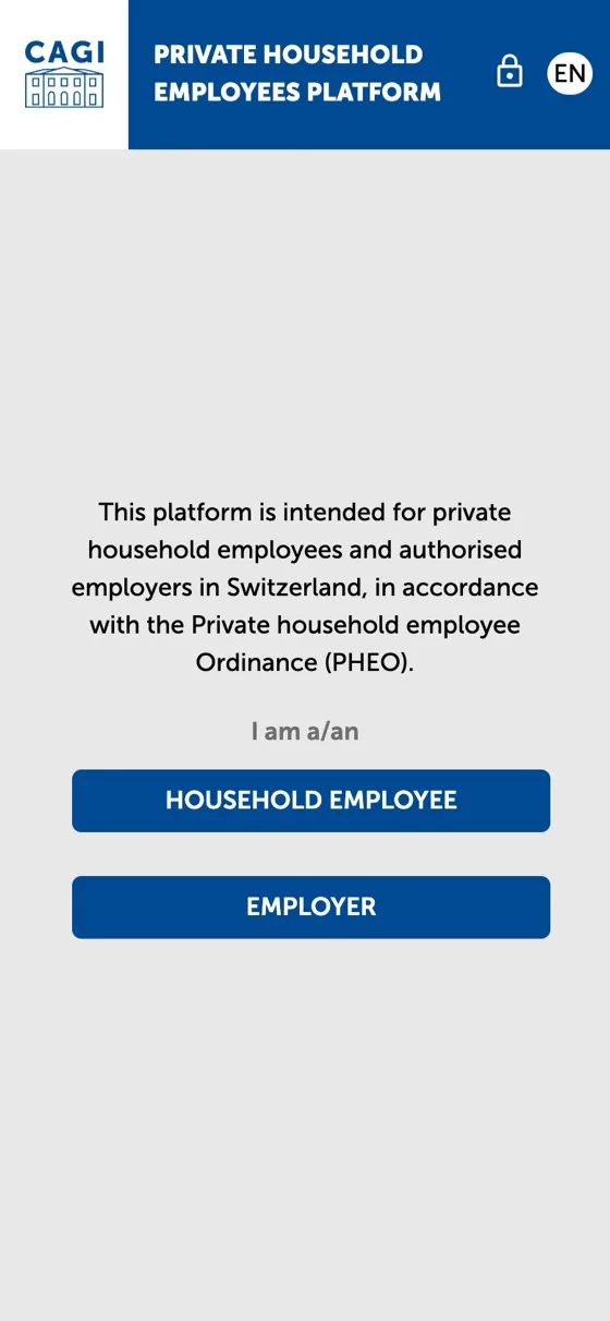 CAGI Household Platform website shown on a phone