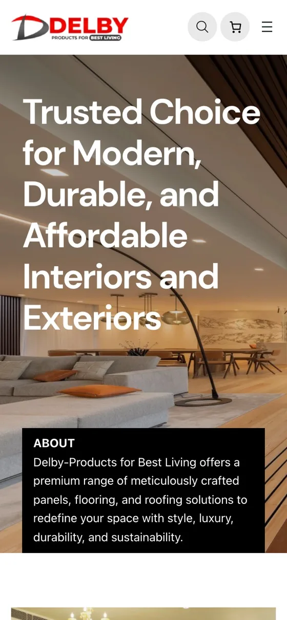 Delby Panels website shown on a phone